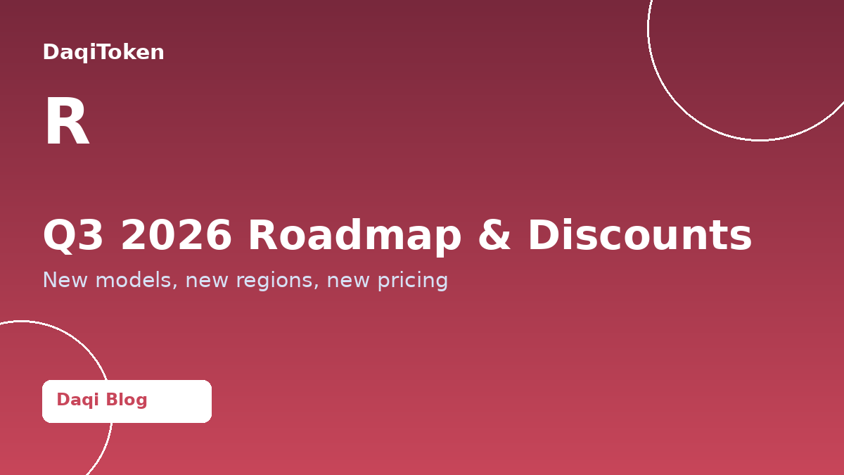 DaqiToken Q3 2026: New Models, New Regions & Bigger Discounts
