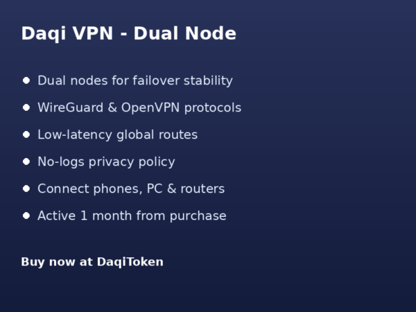 Daqi VPN - Dual Node (1 Month)